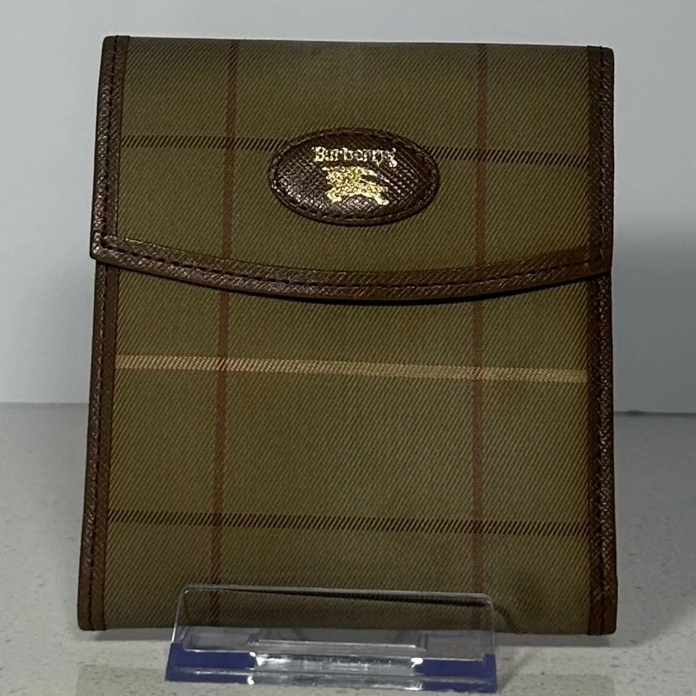 BURBERRYS Vintage Nova Check Canvas Leather Bi-Fold Compact Wallet